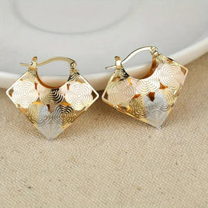 Orecchini a Cerchio Floreali Placcati Oro per Donna, Orecchini Pendenti alla Moda per Feste, Gioielli in Lega Metallica - Product Image 5