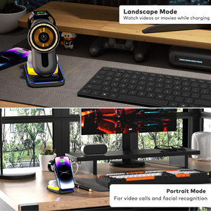 Support de téléphone réglable magnétique 3 en 1 Station de charge <span class=keywords><strong>sans</strong></span> <span class=keywords><strong>fil</strong></span> avec lumière nocturne pour iPhone iWatch AirPods Tous les téléphones compatibles - Product Image 3