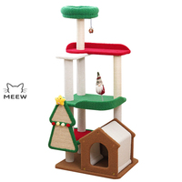 Tour d'escalade pour chat style Noël, multi-plateformes, griffoir en sisal avec maisonnette pour chat et jouet suspendu, vente en gros