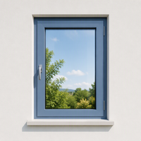 Ventana Abatible de Aluminio con Doble Acristalamiento, Estilo Europeo, Vidrio Templado, Ahorro de Energía, Vidrio Low-E, Precio al por Mayor