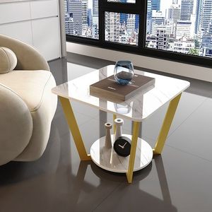 Nouveau Style nordique italien luxe minimaliste <span class=keywords><strong>Table</strong></span> basse carrée petite <span class=keywords><strong>Table</strong></span> d'appoint d'angle marbre Rock plaque <span class=keywords><strong>Table</strong></span> d'appoint de chevet - Product Image 3