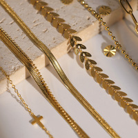 Tobillera de Acero Inoxidable con Perlas y Hojas Vintage, Joyería Fina para Mujer, Chapada en Oro de 18k, Venta al por Mayor