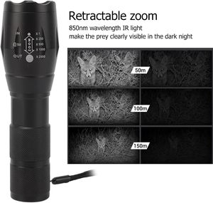 Mạnh mẽ 850nm LED Torch ánh sáng Zoomable <span class=keywords><strong>IR</strong></span> đèn pin hồng ngoại 850nm đèn LED cho tầm nhìn ban đêm - Product Image 3