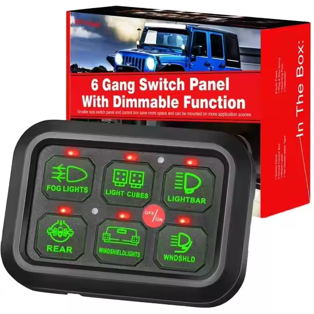 Universal Automatic Dimmable Electronic Relay System 6 Gang Switch Panel On-Off LED Car Button Switch Control Box Touch Switches