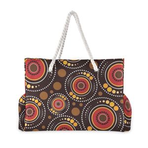 Bolso de Playa Grande de Nailon con Diseño de Arte Aborigen Australiano para Mujer, con Asas de Cuerda y Logotipo Personalizado - Product Image 2