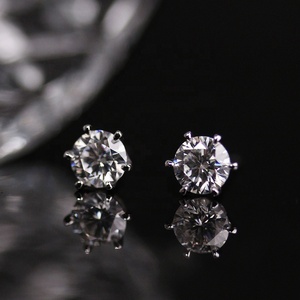 Pierre précieuse parfaite Moissanite diamant 925 argent sterling 18k plaqué or Solitaire boucles d'oreilles bijoux de destin - Product Image 2