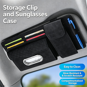Organizador Universal para Visera <span class=keywords><strong>de</strong></span> Coche, Bolsa <span class=keywords><strong>de</strong></span> Almacenamiento <span class=keywords><strong>de</strong></span> Cuero PU con Porta Gafas, Ranuras para Tarjetas y Bolsillo para Bolígrafo, para el Interior del Coche - Product Image 2