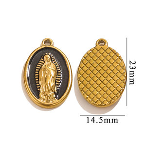 Collier pendentif Vierge Marie vintage en gros, bijoux religieux rétro en acier inoxydable, plaqué or 18 carats, accessoire de bricolage fabriqué en Chine - Product Image 5