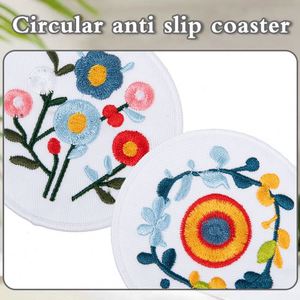 Patchs thermocollants brodés à bordure merrow, motifs floraux traditionnels variés, ronds, antidérapants, pour vêtements de garçons et filles, bavoirs et sacs - Product Image 2