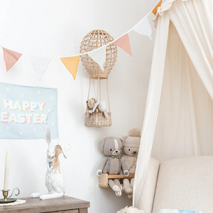 Woven Rattan Hot Air <b>Balloon</b> Wall Decor For Children's Room Bedroom Study Entrance Hall Valentine'S Day Home Hanging Decoration - Product Image 2