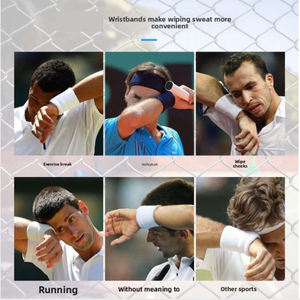 Muñequera bordada con logotipo personalizado al por mayor, toalla atlética absorbente para el sudor del brazo, muñequeras deportivas transpirables de algodón, muñequeras deportivas - Product Image 6
