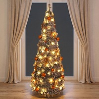 2027 Großhandel Hochwertiger 150CM-210CM Ausziehbarer Faltbarer PVC-Weihnachtsbaum mit Beleuchtung für Weihnachten und Feiertage zu Hause