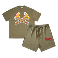 Ensemble T-shirt et short d'été pour homme en coton épais respirant avec logo personnalisé, haute qualité
