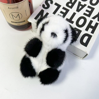 Mini Charme en fourrure de vison panda de qualité supérieure, incroyablement dense, brillant, mignon et captivant, à porter