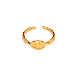 แหวนแฟชั่น สแตนเลสสตีล 316L ชุบทอง PVD ทนทาน ปรับขนาดได้ ดีไซน์รอยยิ้ม - Product Image 2