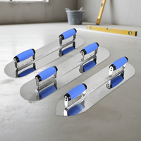 Truelle en acier inoxydable avec manche en plastique bleu confortable, outil de plâtrage durable pour les travaux de construction