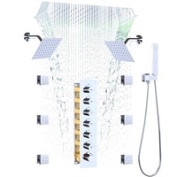 Système de douche thermostatique Homedec, jet pluie/cascade, fonctions 2-en-1, deux douches de 6 pouces, 6 jets latéraux, finition chromée, laiton
