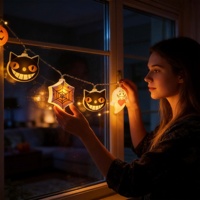 Luces LED de Halloween con Formas Variadas, Gato de Cheshire, Fantasma, Telaraña, Calabaza, Luces Decorativas para Ventanas, Lámpara Colgante de 3m
