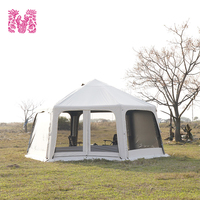 Tente familiale gonflable portable imperméable de grande capacité, 4,85 m, hexagonale, luxe, en tissu Oxford, pour 8 à 10 personnes, camping