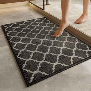Alfombra de Baño Minimalista Rectangular con Patrón Geométrico, de Fibra de Poliéster Absorbente y Antideslizante para Uso Doméstico - Product Image 1