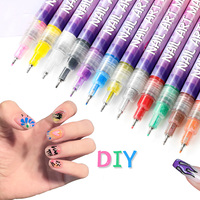 Lot de 12 marqueurs d'art effaçables à pigments acryliques, écologiques, pratiques, pour motifs DIY, stylo à ongles à séchage rapide