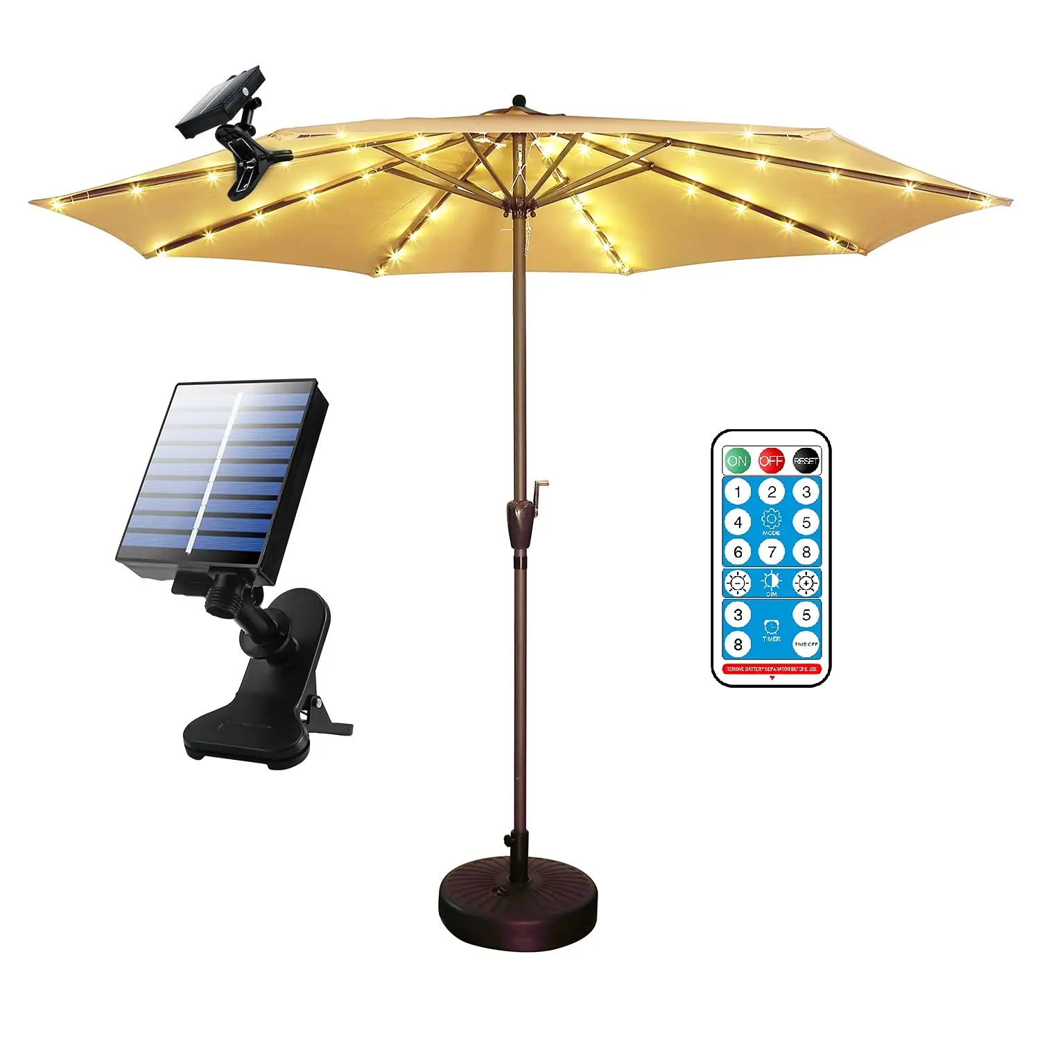 파티오 태양 우산 LED 문자열 조명 야외 정원 로마 비치 우산 태양 조명 방수 안뜰 파라솔 조명
