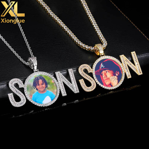 18K Gold Plated Custom SON Medallion Pendant Necklace Hip Hop Jewelry Personalized Memory <b>Frame</b> Pendant Gift for Women - Product Image 5