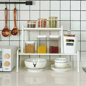 Support de rangement de cuisine en fer Stay Well, 3 niveaux, organisateur d'épices de comptoir empilable avec couches amovibles pour bouteilles de condiments - Product Image 2