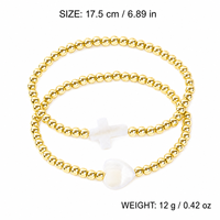 Pulseras de Cuentas Go2boho con Dijes de Cruz Blanca y Concha de Corazón, Joyería Religiosa de Latón Chapado en Oro de 18K