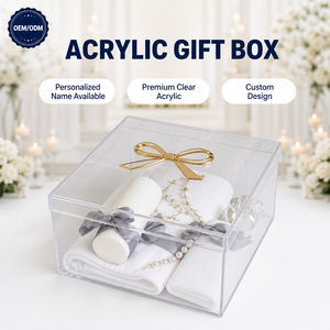 Caja de Regalo Acrílica Transparente con Tapa Acrílica a Juego, Grabado de Nombre Personalizado, Recuerdo Hecho a Mano, Moderno, para Boda o <span class=keywords><strong>Bautizo</strong></span> - Product Image 1