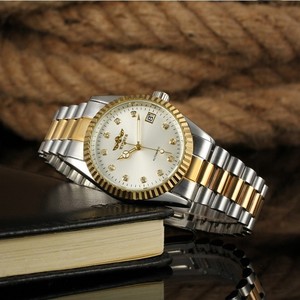 Montre mécanique automatique de luxe pour homme, en acier inoxydable, avec bracelet à strass, analogique, calendrier, OEM ODM - Product Image 4