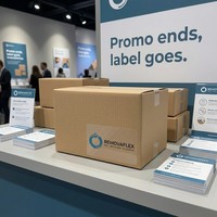 Étiquettes autocollantes promotionnelles amovibles en PET transparent et imperméable pour supermarchés, expositions, produits d'essai et promotions saisonnières - Sans résidus