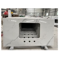 Comptoir de dalle de quartz blanc artificiel vanité dessus de table utilisation dosseret décoration