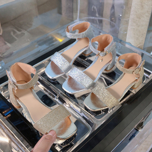 Sandali Estivi per Bambine <span class=keywords><strong>con</strong></span> Strass, Stile Principessa Romana, <span class=keywords><strong>Tacco</strong></span> Alto, Moda Scintillante, Tomaia in PU, Suola in Gomma - Product Image 3