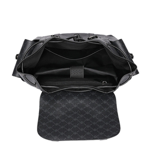 Thời trang chất lượng cao Vegan da Ba lô tùy chỉnh màu đen Unisex PU Monogram logo dập nổi Ba lô túi cho nam & nữ - Product Image 3