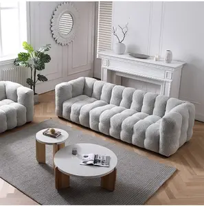 Ensemble de canapés de luxe pour appartement, hôtel style moderne italien Ensemble de canapés de salon Canapé moderne en velours blanc