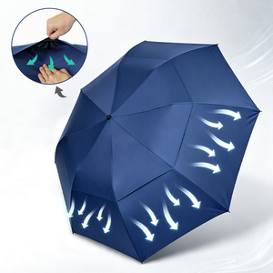 Parapluie professionnel à logo personnalisé, double couche, ventilé, pliable en 2 sections, imperméable, entièrement automatique, protection UV UPF50+, diamètre 125 cm - Product Image 2