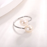 Kammy 7-7.5mm Bijoux de luxe de créateur Double boule en argent sterling 925 plaqué rhodium/platine réglable tendance géométrique