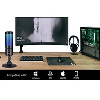Mikrofon Gaming RGB Baru USB PC untuk Livestreaming, Voice-over, Rekaman, Karaoke Komputer, Mikrofon Gaming Nirkabel A20