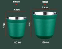 Offre Spéciale 80ML Double couche Style italien en acier inoxydable 304 tasse à café isolée Design classique tasses de fête de bureau nouveau