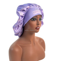 Bonnet de cheveux en satin double couche respirant Bonnets à logo multiple personnalisés avec large bande en spandex