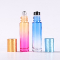 En stock – Flacon roll-on en verre dégradé de 10 ml, coloré, pour huiles essentielles, avec bouchon doré brossé, pour l'emballage d'huiles