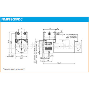 Pompe à vide à diaphragme miniature Knf Nmp830kvdc, pompe d'échantillonnage électrique DC 12 24V pour utilisation en laboratoire - Product Image 5