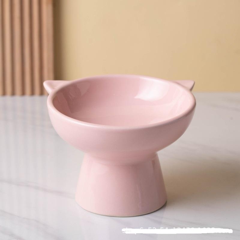 Pink tall cat bowl