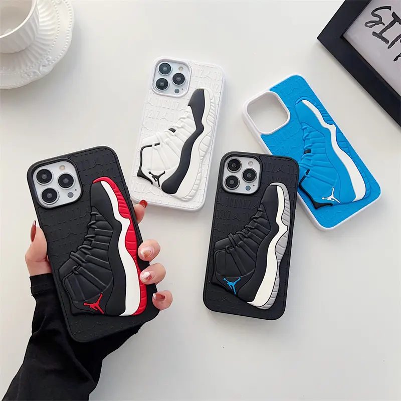 3D Hot Sale Jor dan AJ Basketball Shoe 19 Types i Cell Silicone Mobile Phone Back Case for All iPhones