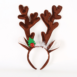 Großhandel Niedliches Braunes Rentier-Geweih Stirnband mit Glocke & Holly - Polyester-Plüschmaterial Unisex Erwachsenen-Weihnachtsaccessoire - Product Image 4