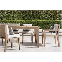 Outdoor Moderne Gartenmöbel Armlehnenstühle und Beistellstühle Massives Teakholz Esstisch-Set