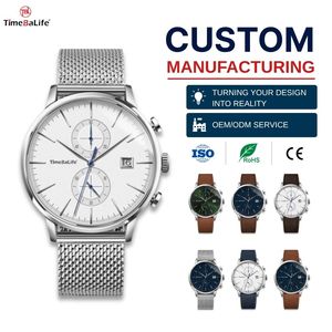 Montre <span class=keywords><strong>à</strong></span> quartz minimaliste chronographe avec date, mouvement Miyota 0S11 japonais personnalisé OEM, verre saphir avec revêtement antireflet, boîtier fin de 9,5 mm - Product Image 1