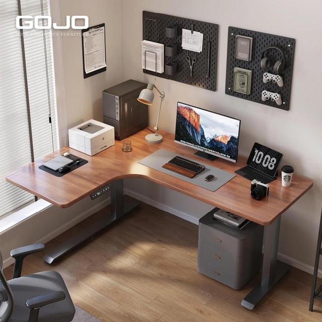 2026 GOJO OEM Factory Modern Height Adjustable Desks Computer Office Table Corner Electric Lifting Desk l Shape Standing Desks
