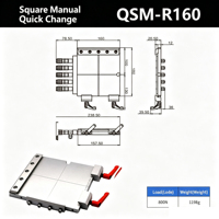 Changeur d'outils robotisé manuel rapide série QSM 800N, type carré, pour effector final